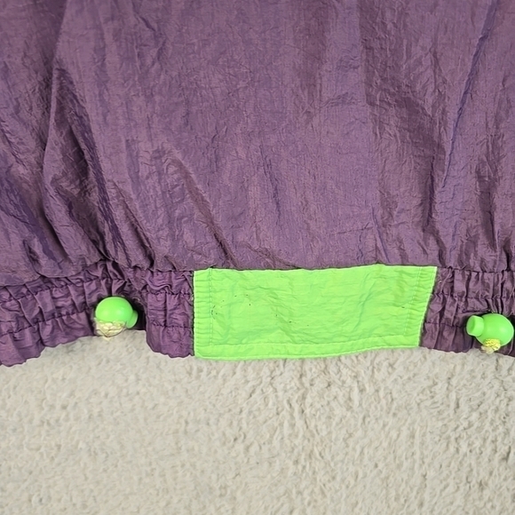 Vintage 90’s Men Y2K Champion Windbreaker Lace Up Nylon Jacket Size S Purple/Gre - Picture 5 of 16